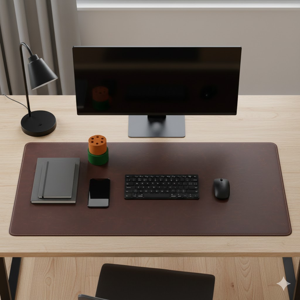 Organized workspace with premium desk accessories